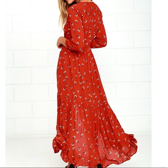 Amuse Society Kimia Rust Red Floral Maxi Dress - Picture 2 of 4
